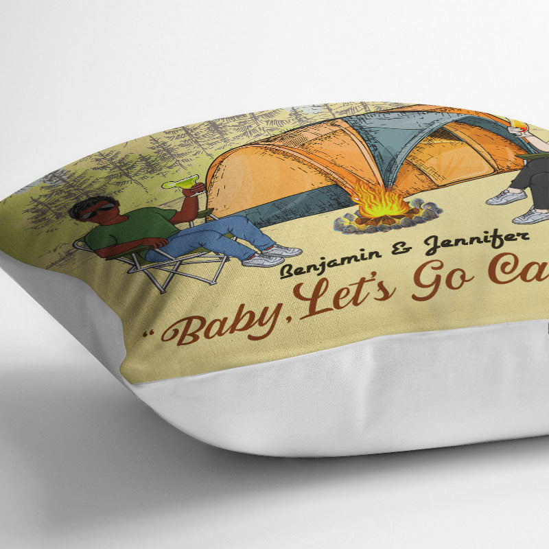 Just Want To Hold Your Hand Baby Let's Go Camping - Camper Couple - Personalized Custom Pillow