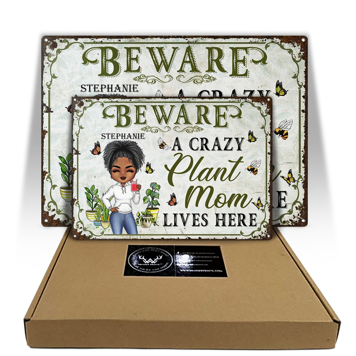 Beware A Crazy Plant Mom Lives Here - Birthday, Loving Gift For Mother, Grandma, Grandmother - Personalized Custom Metal Signs