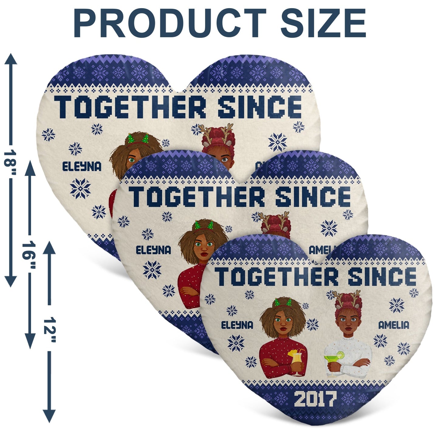 Together Since Flat Art - Gift For Couples, Husband, Wife - Personalized Heart Shaped Pillow