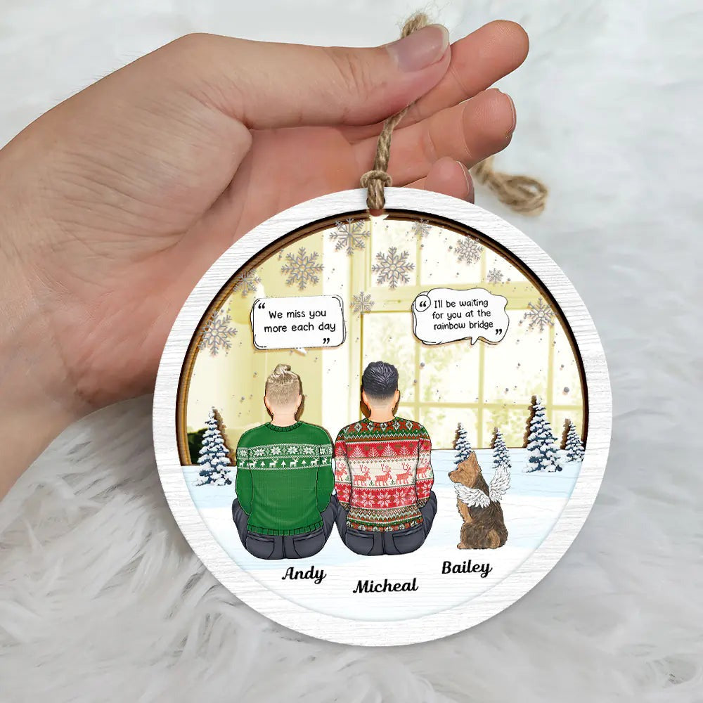 I Miss You Pet Memorial A Girl And Her Dogs - Personalized Acrylic Ornament