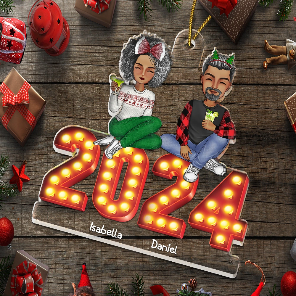 2024 Cartoon Family And Pet Retro Cinema - Personalized Cutout Acrylic Ornament