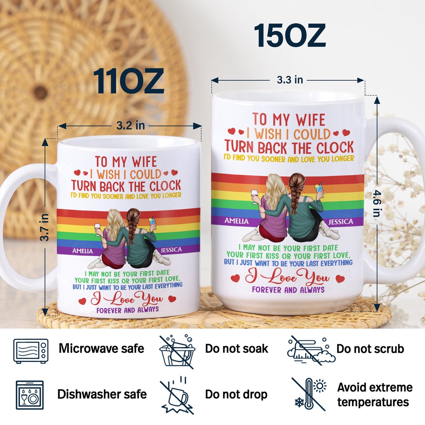 I Wish I Could Turn Back The Clock - Anniversary, Loving Gift For Pride Couples, Husband, Wife - Personalized White Edge-to-Edge Mug