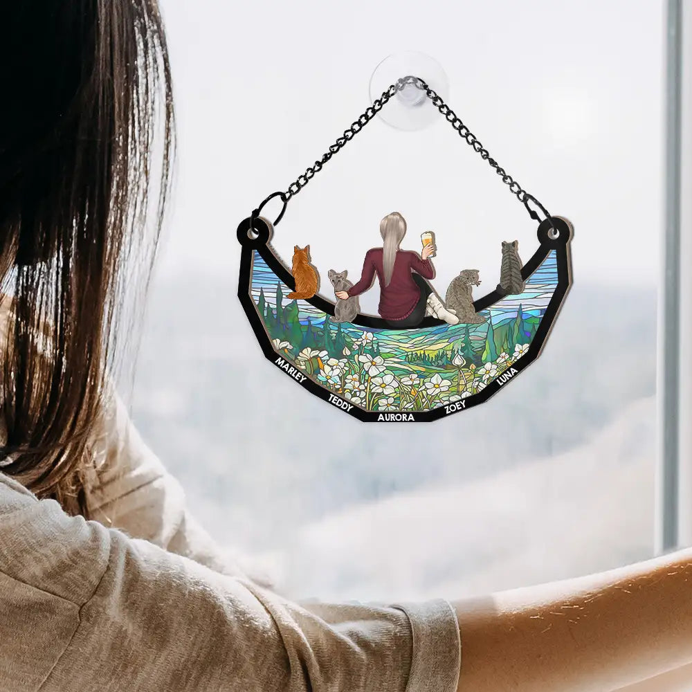 Người Yêu Chó - Chó Ngủ Trên Mặt Trăng - Suncatcher Cá Nhân