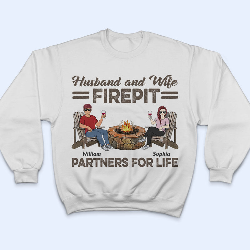 Firepit Partners For Life Husband Wife Camping Couple - Personalized Custom T Shirt