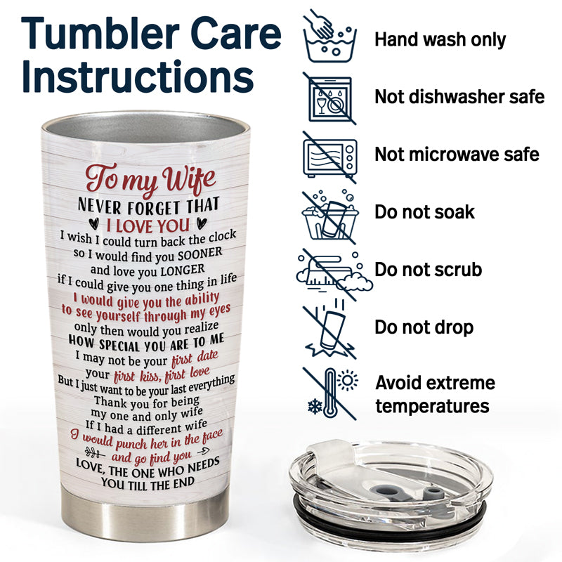 Never Forget That I Love You Husband Wife Family - Gift For Couples - Personalized Custom Tumbler