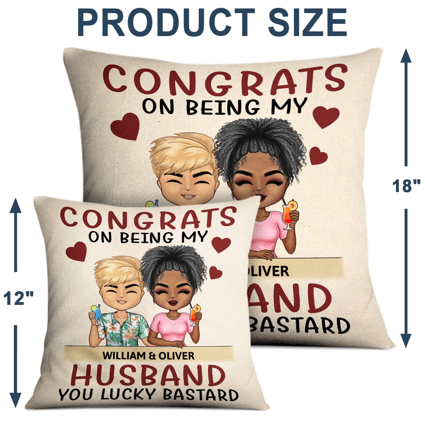 Congrats On Being My Husband Chibi - Anniversary, Vacation, Funny Gift For Couples, Family - Personalized Pillow