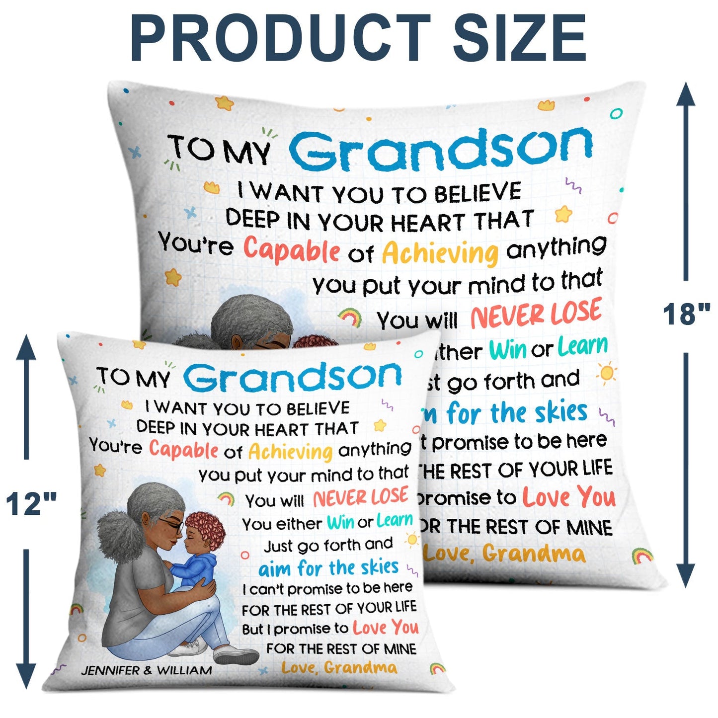 Grandma Mother You're Capable Of Achieving Anything - Gift For Granddaughter, Grandson, Kids - Personalized Pillow