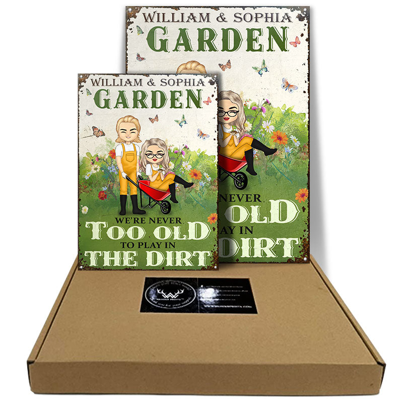 Garden Couple Play In The Dirt - Couples Gift - Personalized Custom Classic Metal Signs