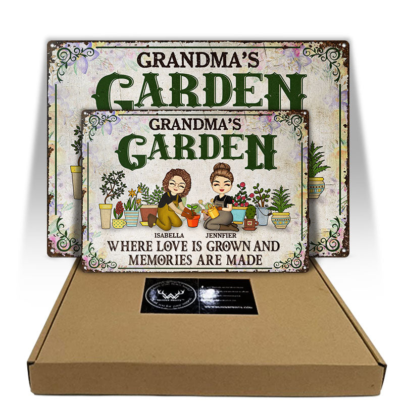 Gardening Where Love Is Grown - Gift For Grandma, Mom, Auntie - Personalized Custom Classic Metal Signs