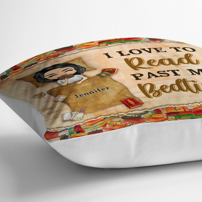 Chibi Girl I Love To Read Past My Bedtime - Gift For Reading Lovers - Personalized Custom Pillow