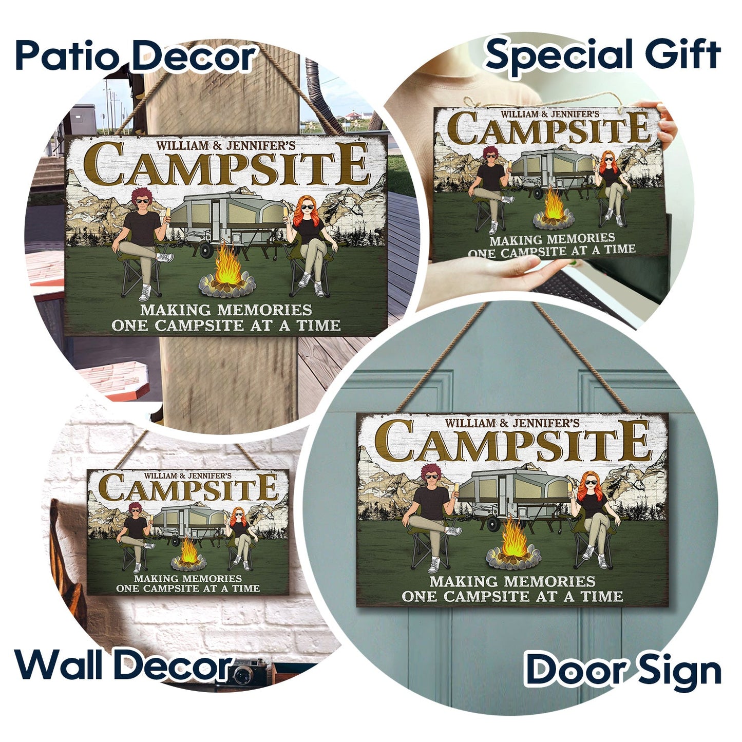 Making Memories One Campsite At A Time - Gift For Camping Lovers - Personalized Custom Wood Rectangle Sign