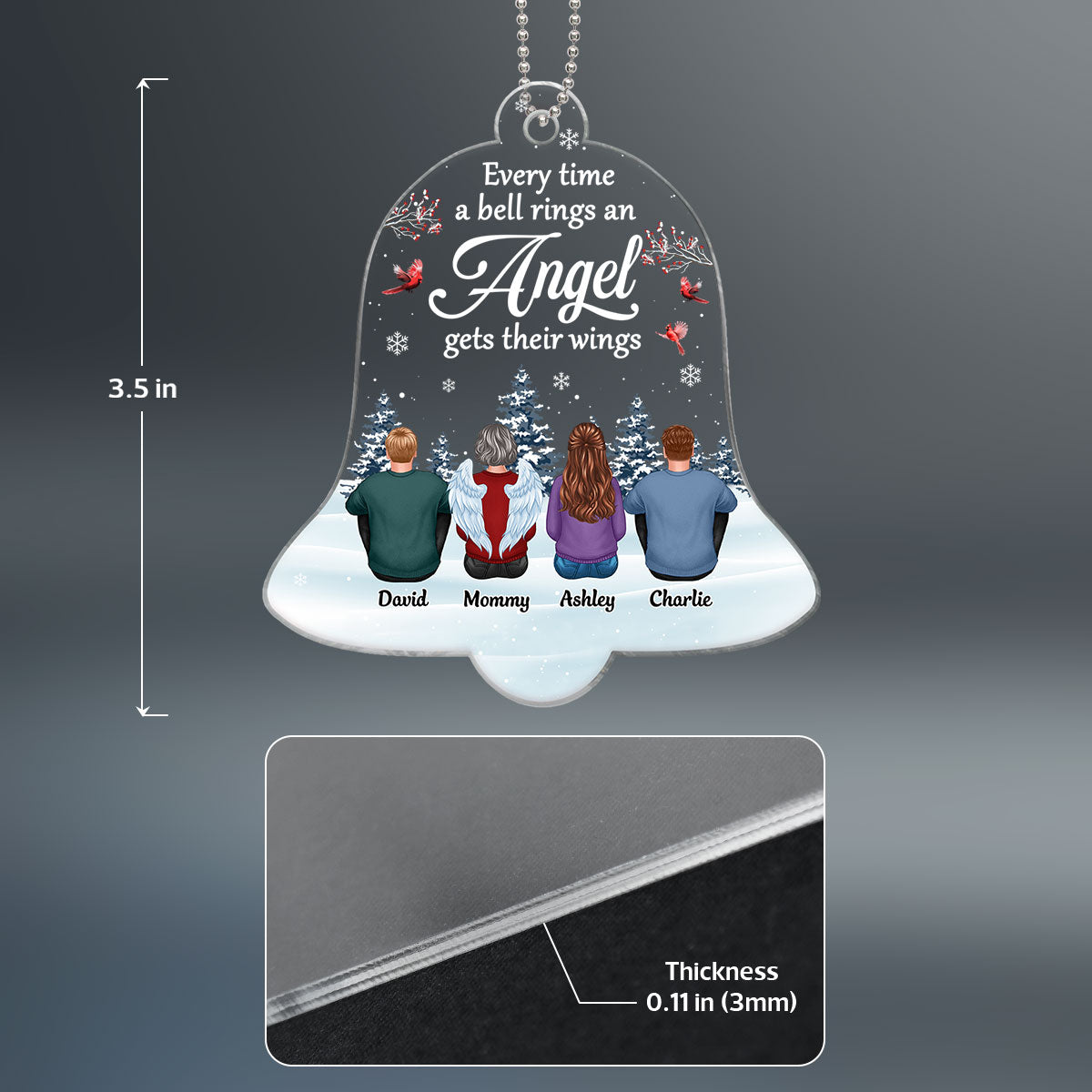 Every Time A Bell Rings Family Memorial Personalized Acrylic Ornament