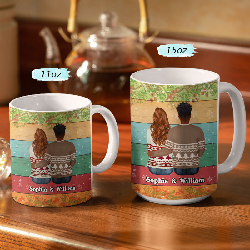 Turn Back The Clock Winter Colorful Sweatshirt - Couple Gift - Personalized Custom White Edge-To-Edge Mug