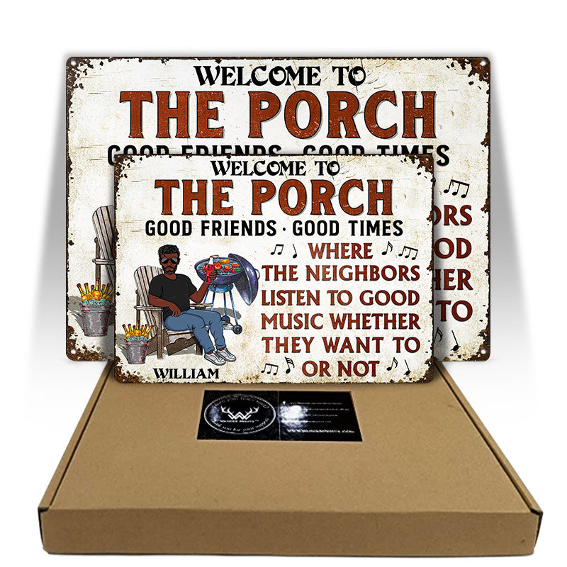 Grilling Patio Bar Listen To The Good Music - Backyard Sign - Personalized Custom Classic Metal Signs