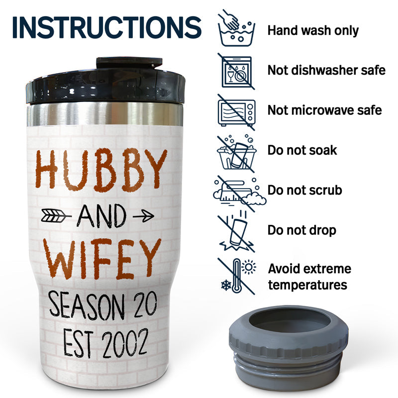 Hubby And Wifey Season Married Couple - Anniversary Gift - Personalized Custom Triple 3 In 1 Can Cooler