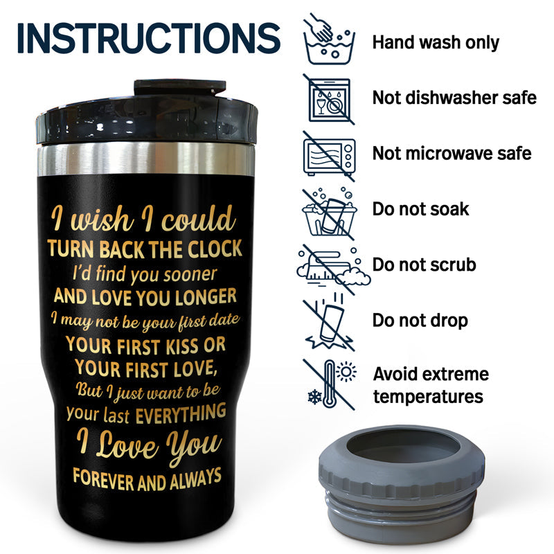 I Wish I Could Turn Back The Clock Husband Wife - Gift For Camping Couples - Personalized Custom Triple 3 In 1 Can Cooler