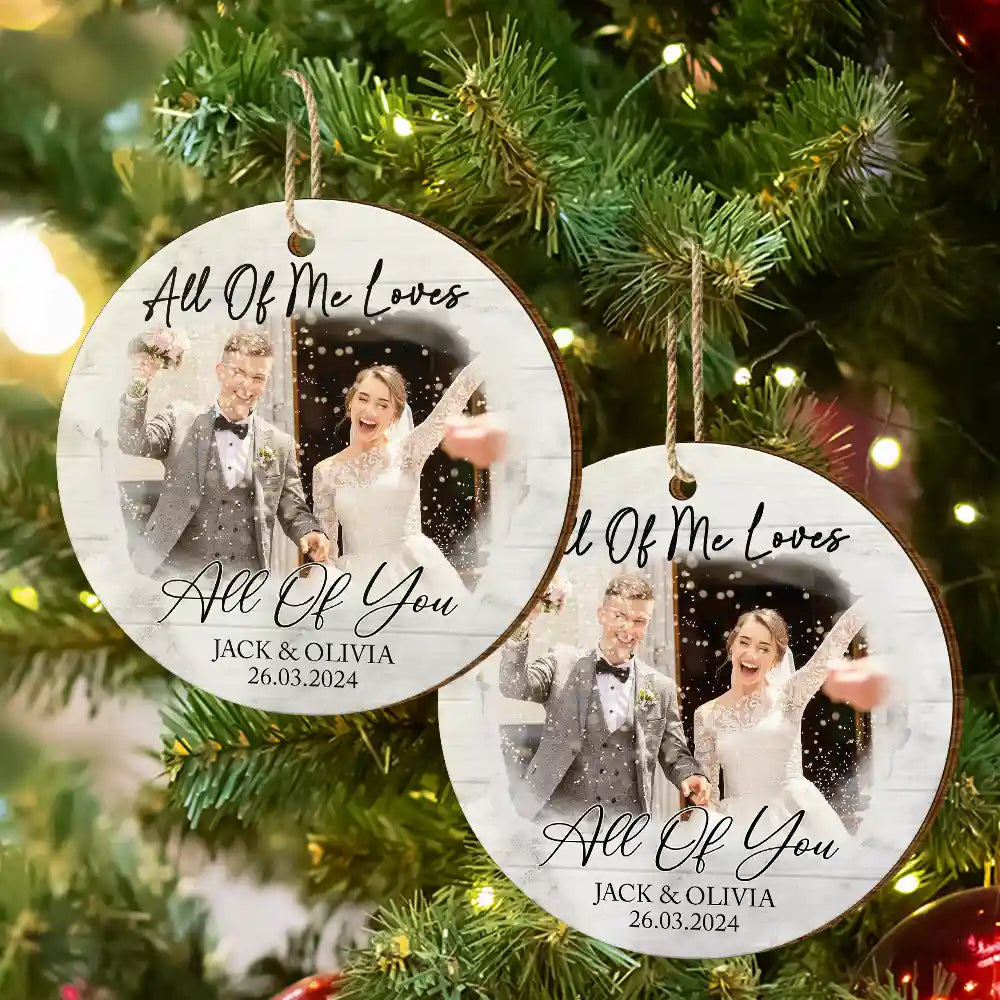 Custom Photo First Christmas As Mr & Mrs Couples - Personalized Custom Shaped Wooden Ornament