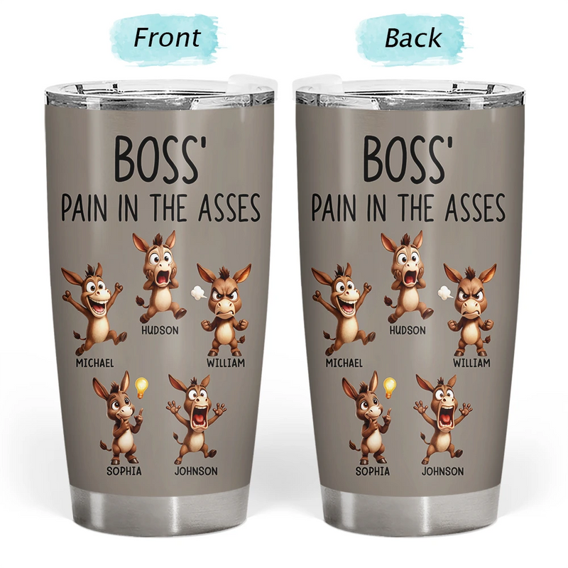 Boss' Little Trouble 3D Effect Funny Donkey - Personalized Tumbler