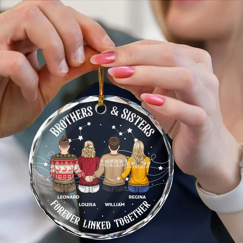 Brother Sister Forever Linked Together - Personalized Custom Shaped Acrylic Ornament