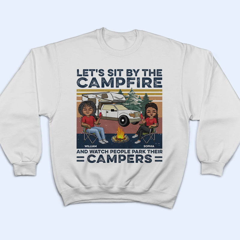 Husband And Wife Camping Partners For Life Retro Navy - Couple Gift - Personalized Custom Hoodie
