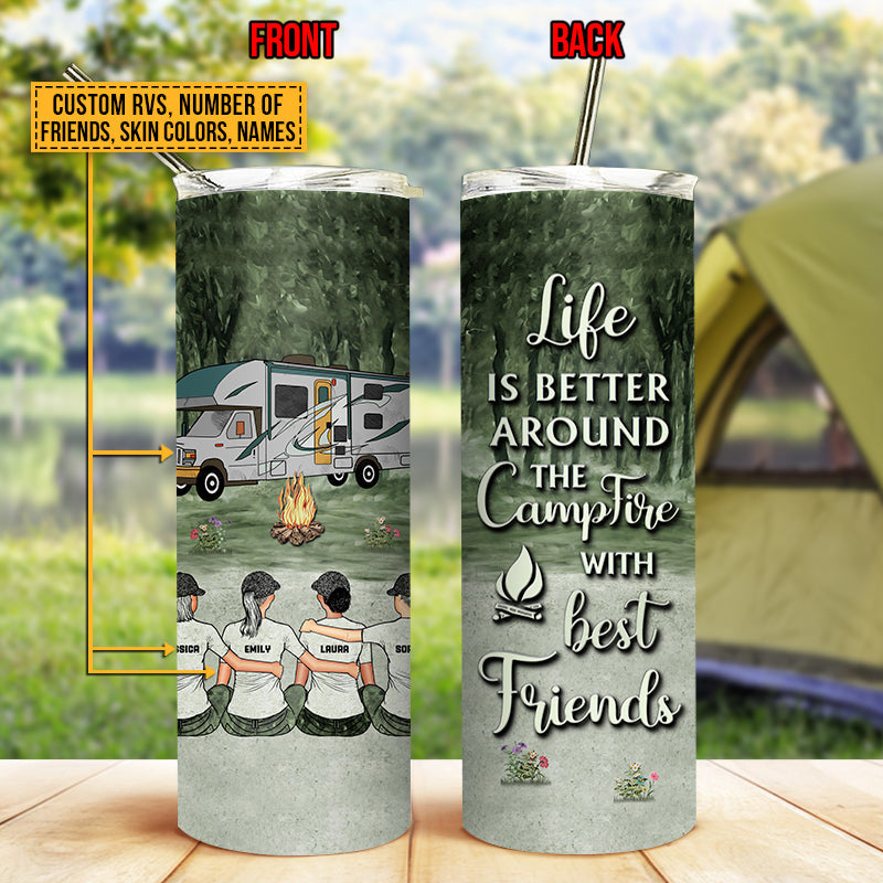 Camping Bestie Life Is Better Custom Skinny Tumbler