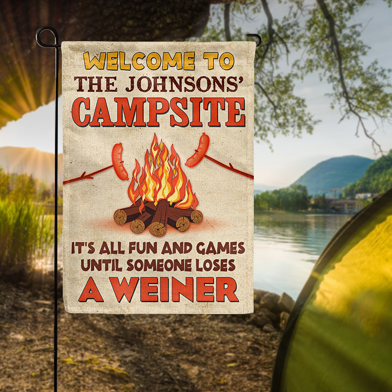 Camping Campsite Someone Loses A Weiner Custom Flag