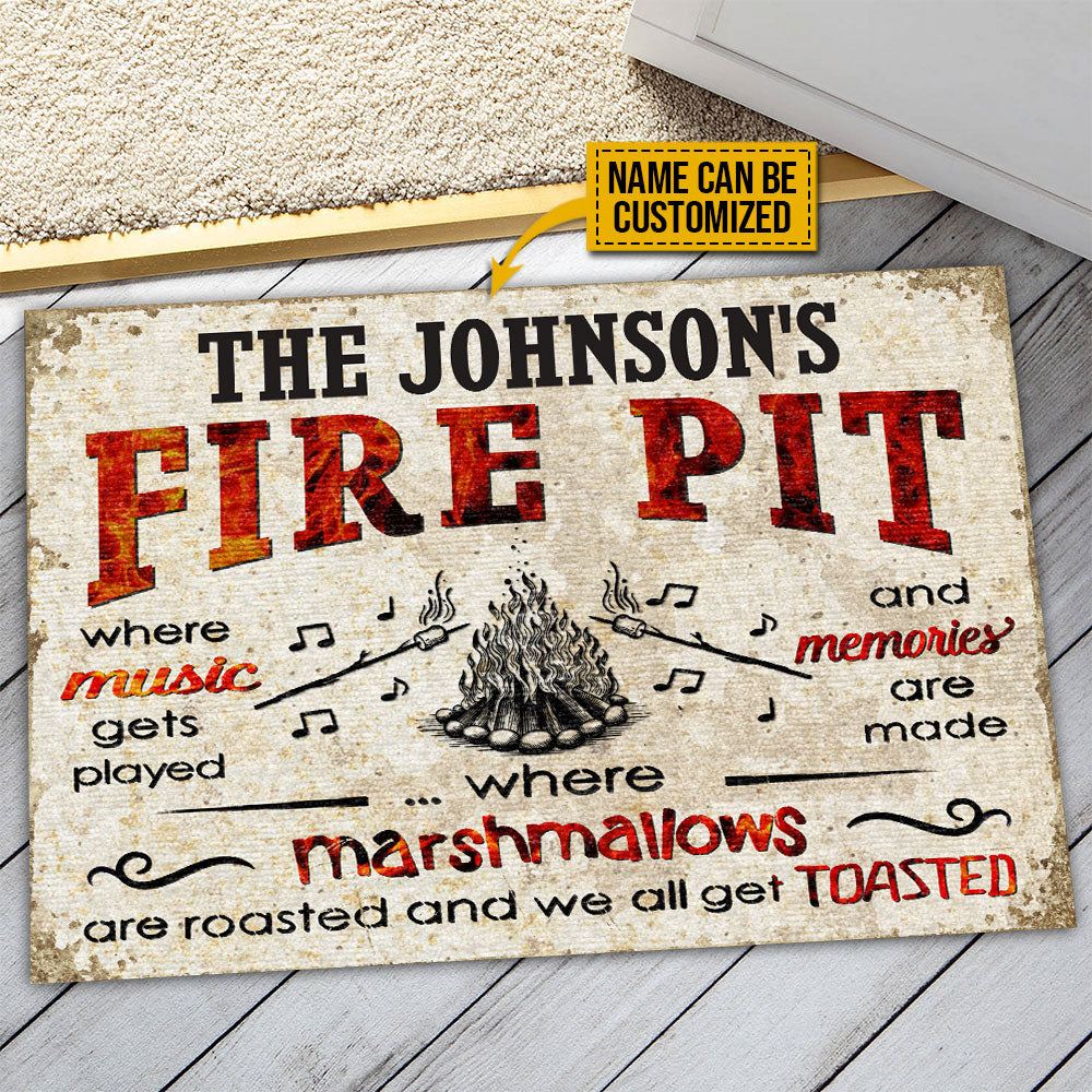Camping Fire Pit Get Toasted Custom Doormat, Campsite Decoration