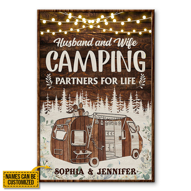 Camping Partners For Life Custom Poster, Wall Art Print Couple Gift