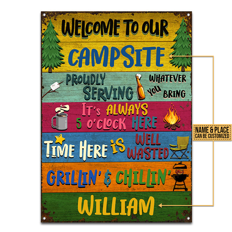 Camping Proudly Serving Custom Classic Metal Signs, Camping Decoration, Camping Gift