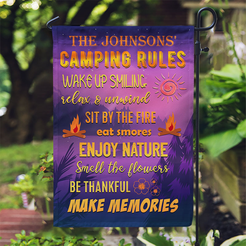 Camping Rules Make Memories - Personalized Custom Flag
