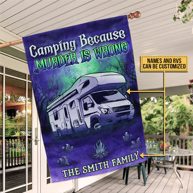 Camping Witch, Witchy Camper, RV Wizard, Halloween Because Murder Custom Flag