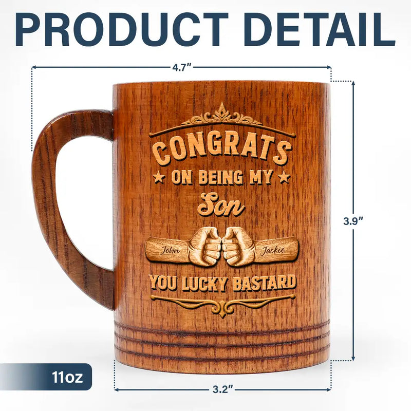 Congrats On Being My Brother Wood Carving Hand Punch - Personalized Wooden Mug