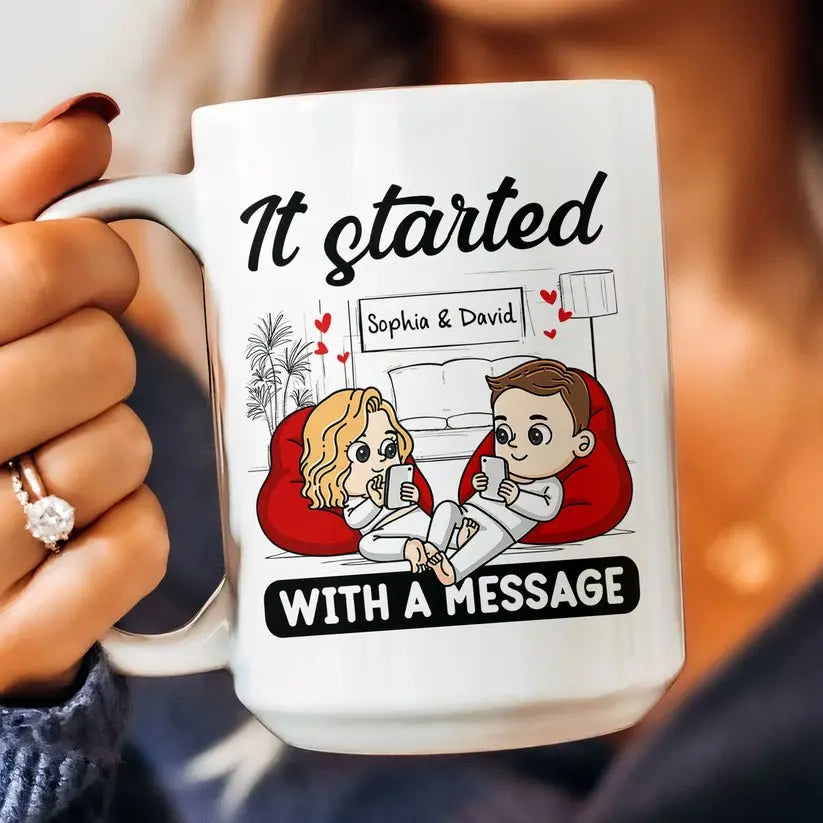 Couple - It Started With A Message - Personalized Mug - The Next Custom Gift Mug
