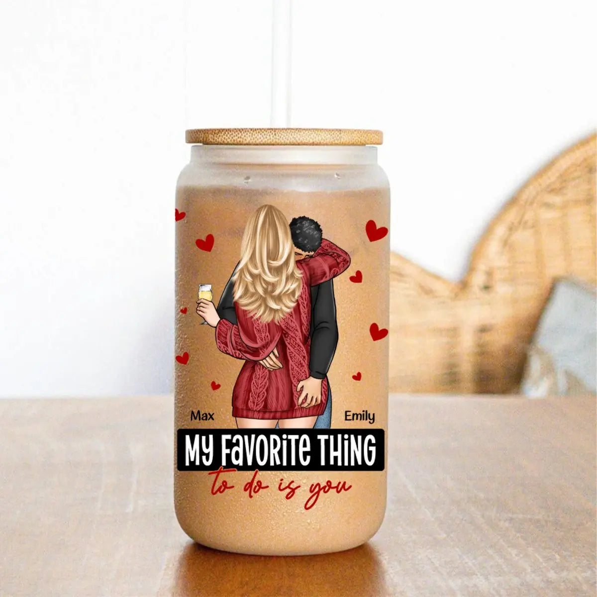 Couple - My Favorite Thing To Do Is You - Personalized Glass Can - The Next Custom Gift Glass Can