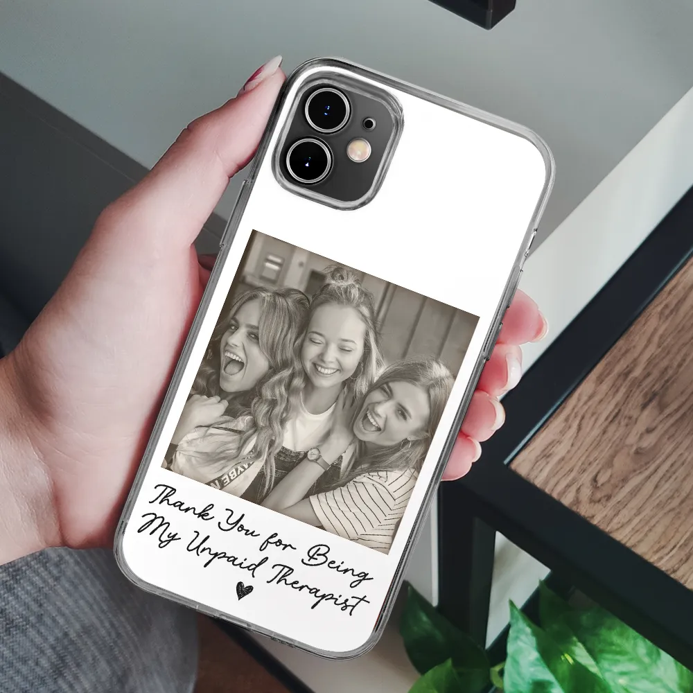 Custom Photo Besties Gray Scale Right In The Throat - Personalized Clear Phone Case