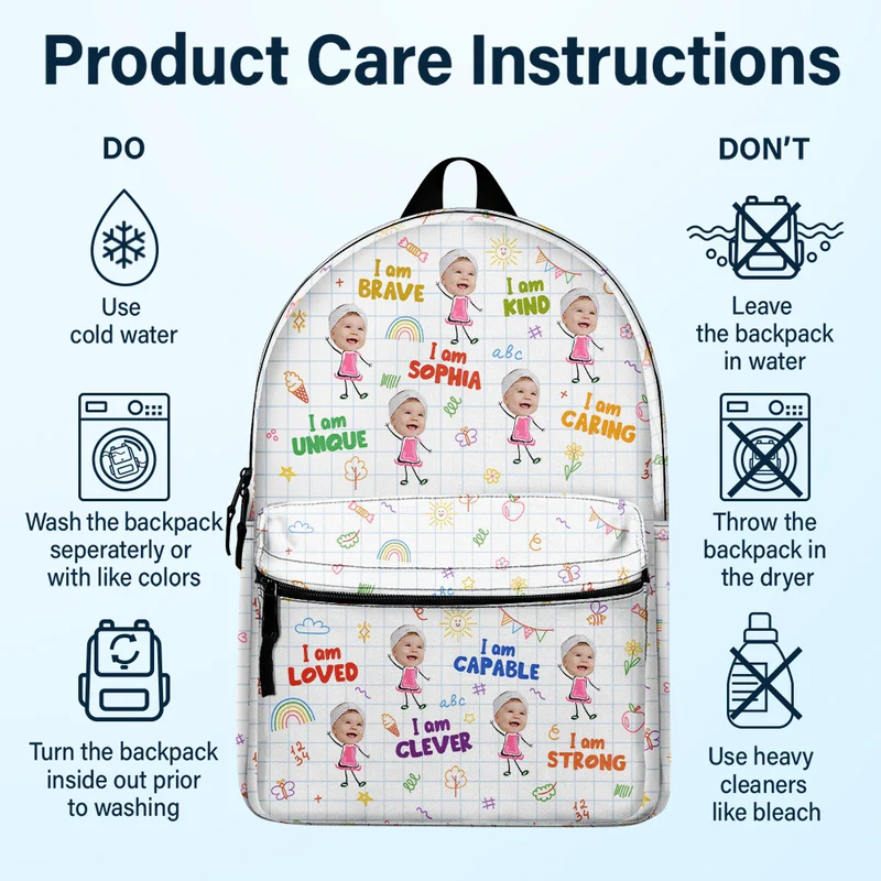 Custom Photo Bloom Notes For Kids - Personalized Canvas Backpack