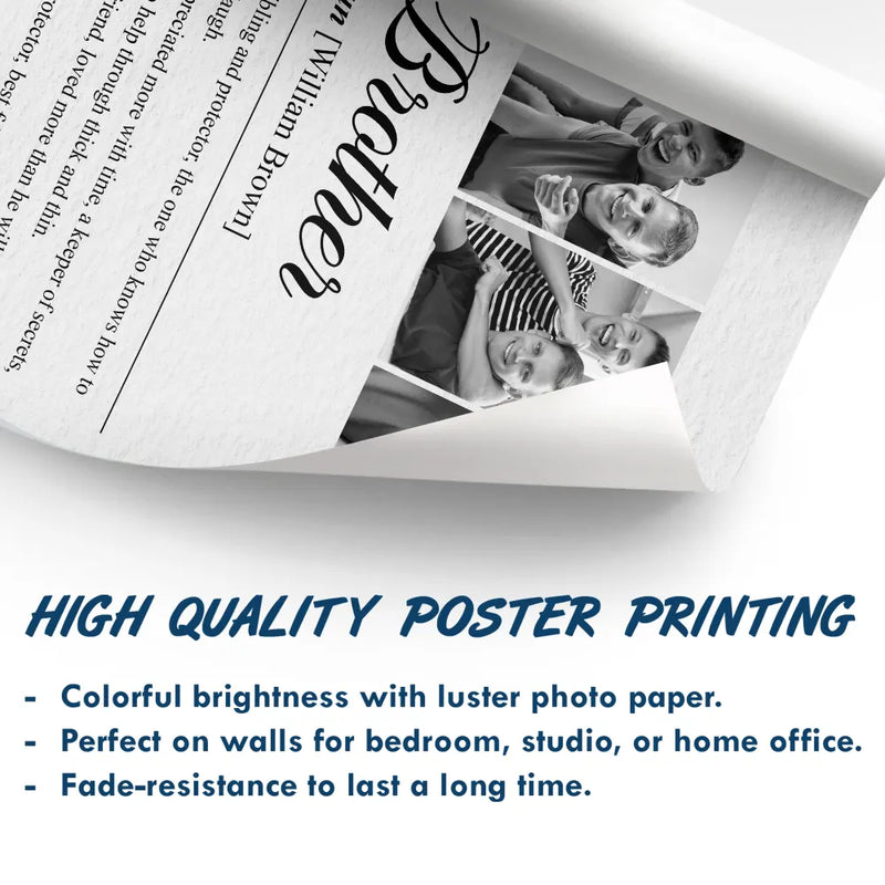 Custom Photo Brother Sister Definition - Personalized Poster