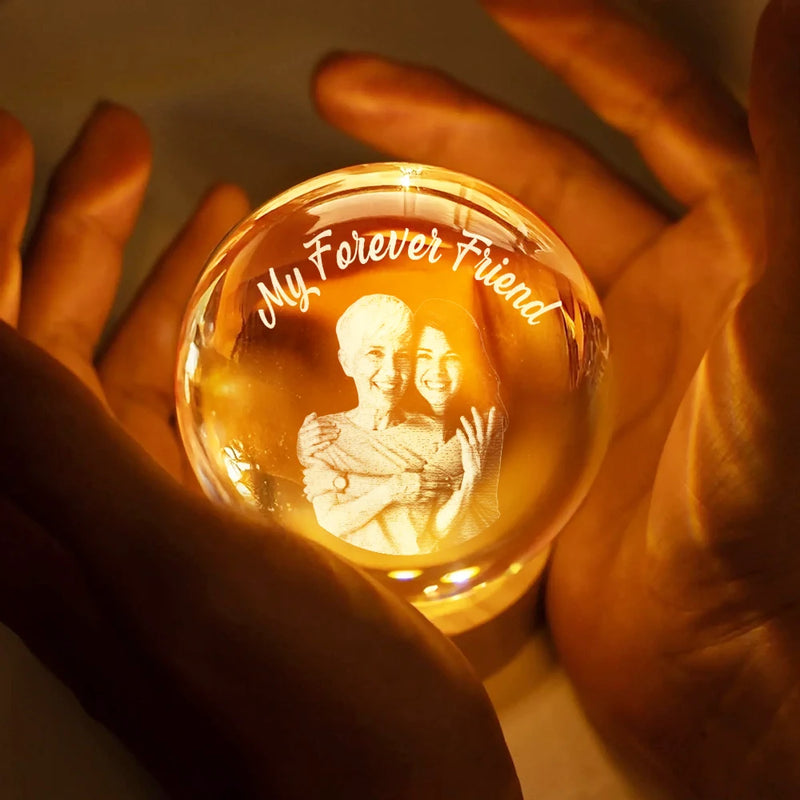 Custom Photo Loving Family Siblings Besties - Personalized Crystal Globe Lamp