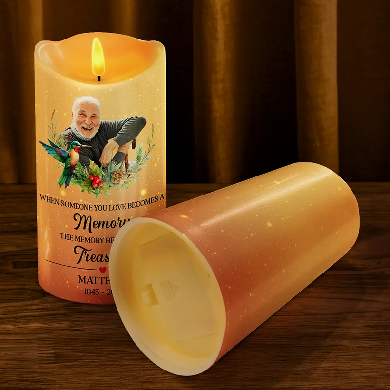 Custom Photo When Someone You Love Becomes A Memory Memorial - Personalized Flameless LED Candle