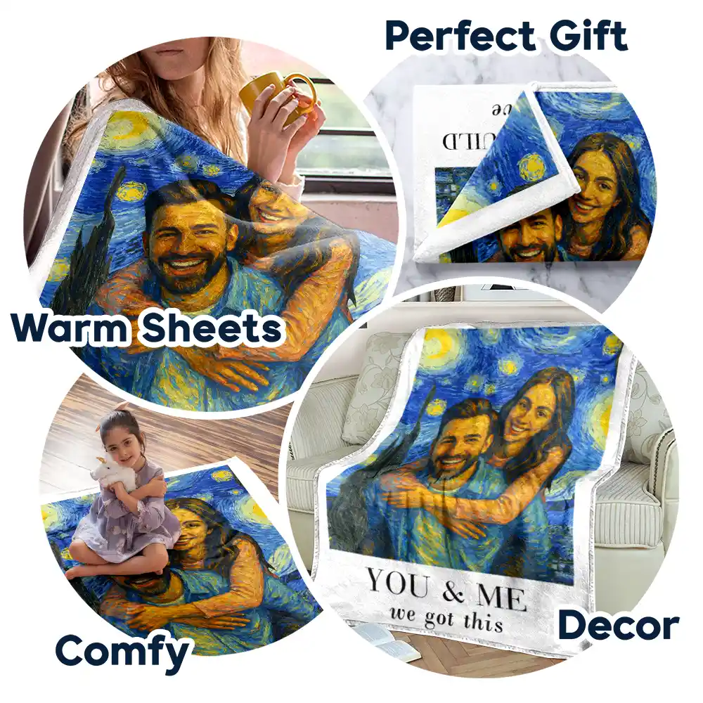 Custom Photo You & Me We Got This Under Starry Night - Personalized Fleece Blanket