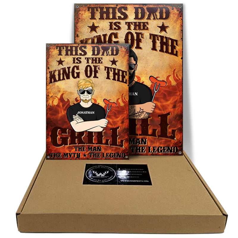 King Of The Grill The Man The Myth - Grilling Dad Gift- Personalized Custom Classic Metal Signs