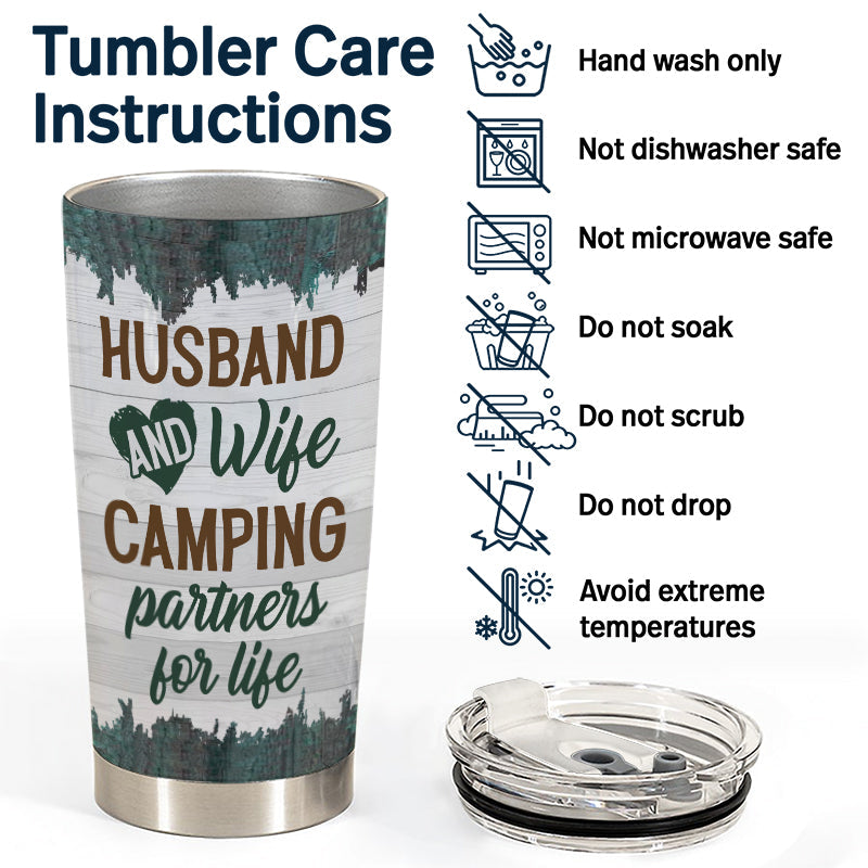 Husband Wife Camping Partners - Personalized Custom Tumbler