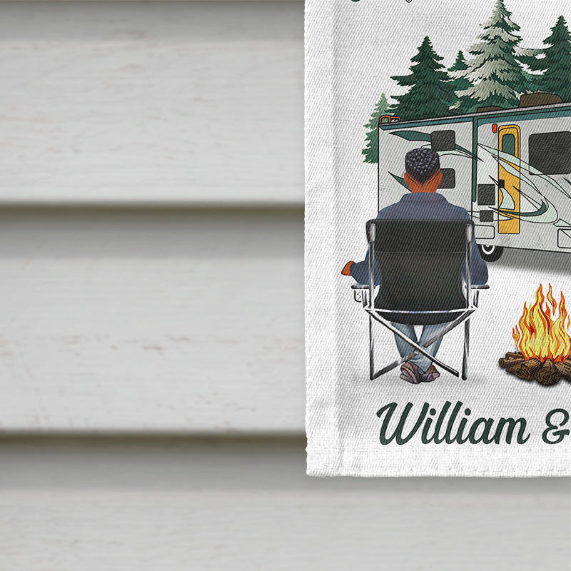 Let's Sit By The Campfire And Watch Camping Couple - Personalized Custom Flag