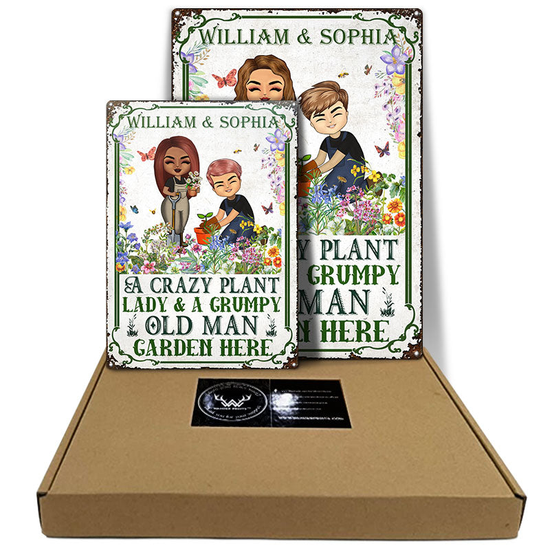 A Crazy Plant Lady Grumpy Old Man - Gift For Gardener - Personalized Custom Classic Metal Signs