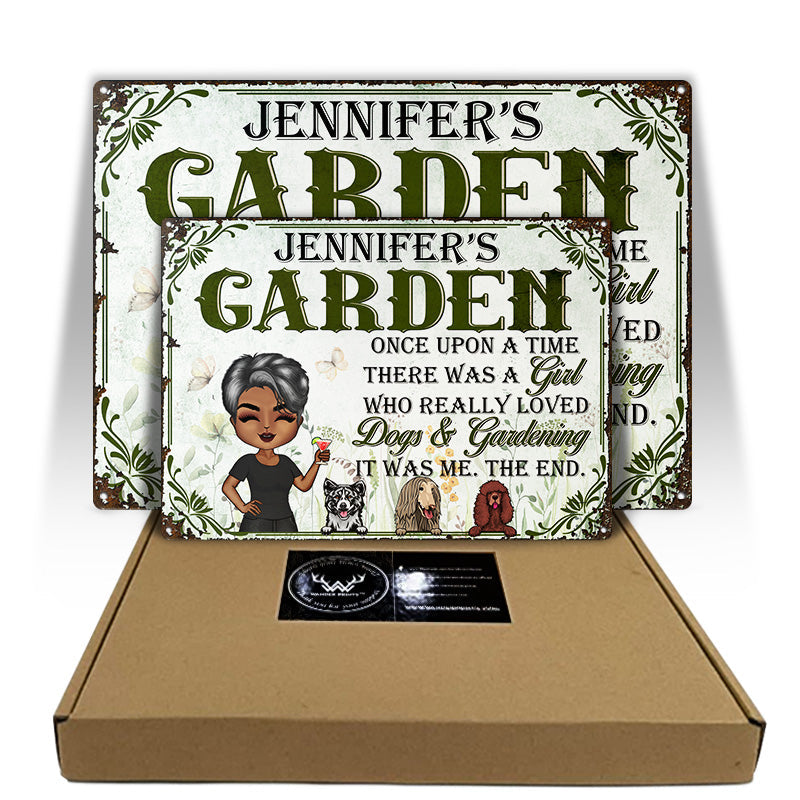 There Was A Girl Who Loves Dog And Gardening - Personalized Custom Classic Metal Signs