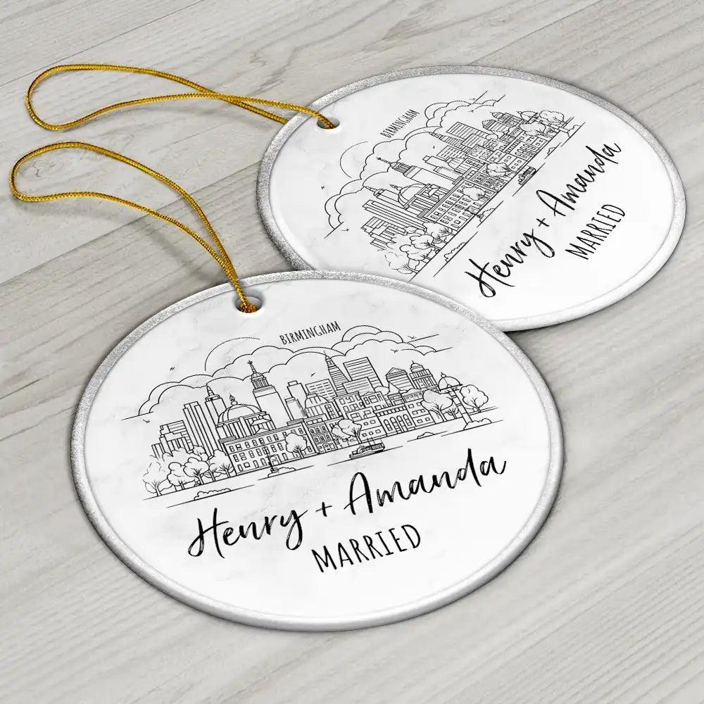 Couple City Skyline Where It All Began - Personalized Circle Acrylic Ornament