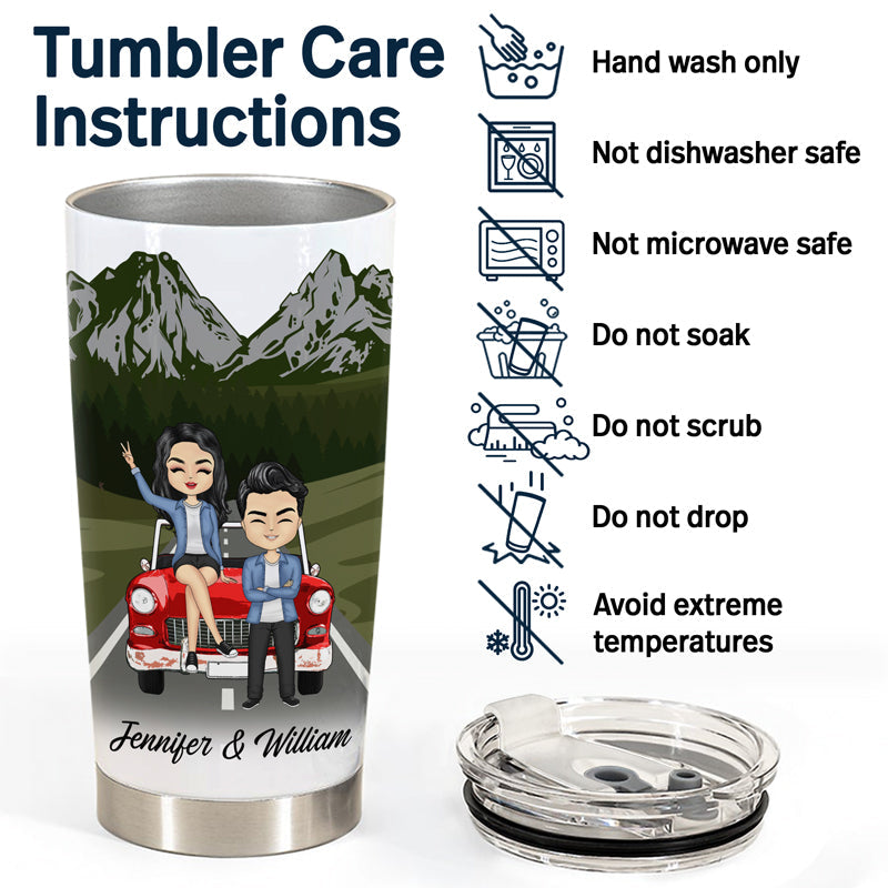 Chibi Couple Traveling Partners For Life - Couple Gift - Personalized Custom Tumbler