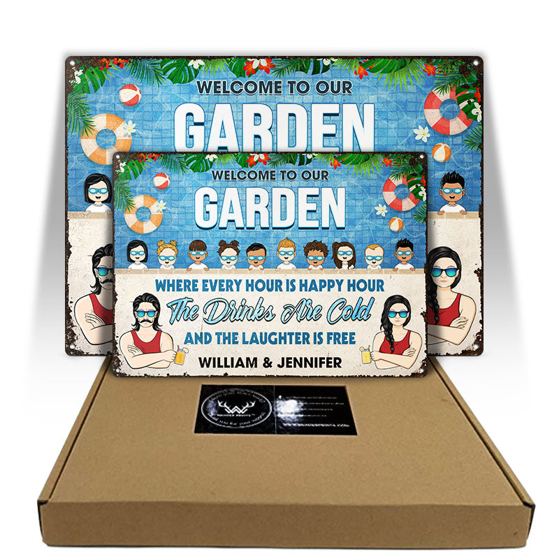 Family Pool & Patio Every Hour Is Happy Hour - Pool Decoration - Personalized Custom Classic Metal Signs