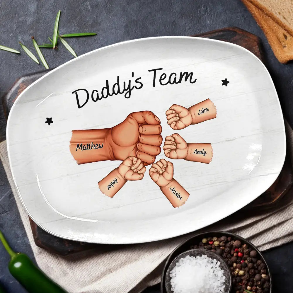 Daddy's Team Hand Punch - Personalized Plate