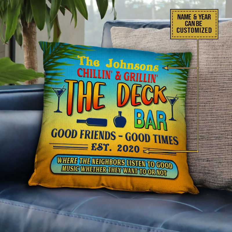 Deck Grilling Backyard Good Music Summer Custom Pillow